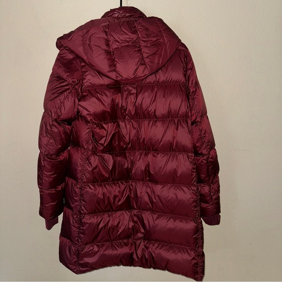 Athleta Lofty Down Coat Jacket Hooded Maroon Burgundy Puffy Jacket Size Small - Picture 14 of 15